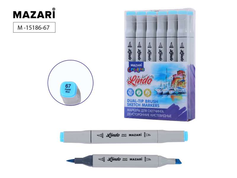 Double-sided sketching marker LINDO, pastel blue