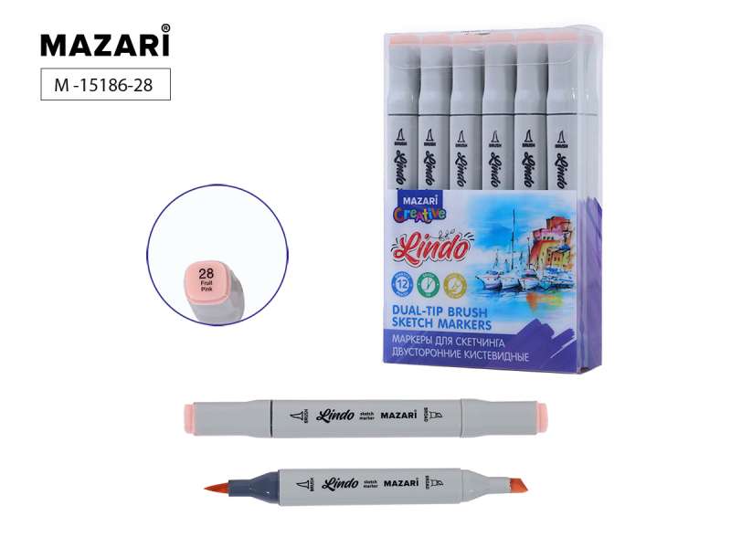 Double-sided sketch marker LINDO, fruit pink