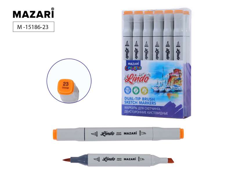 Double-sided sketch marker LINDO, orange