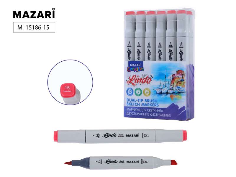 Double-sided sketch marker LINDO, geranium
