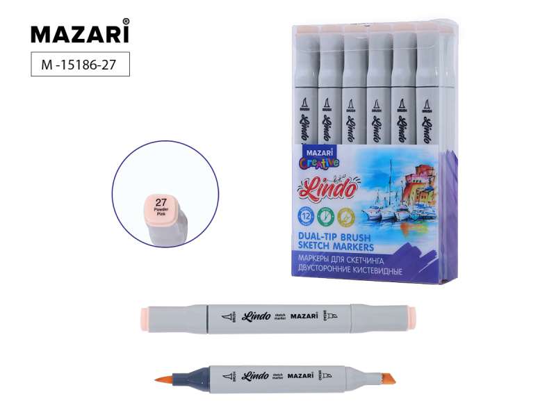 Double-sided sketch marker LINDO, powder pink