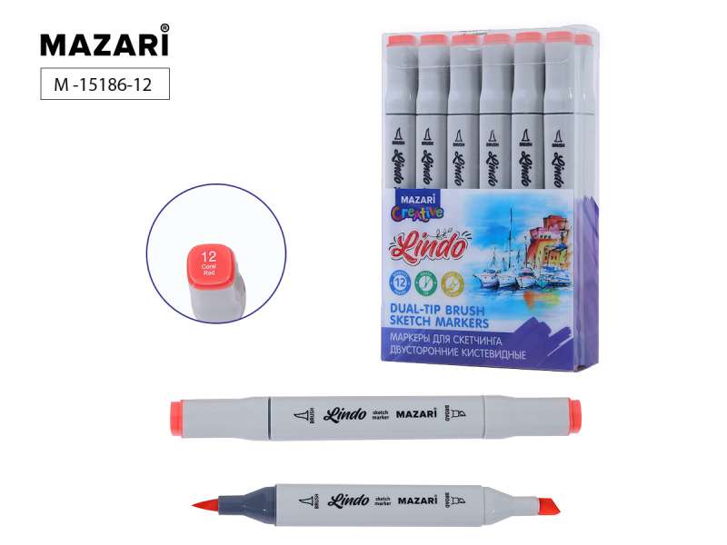 Double-sided sketch marker LINDO, coral red