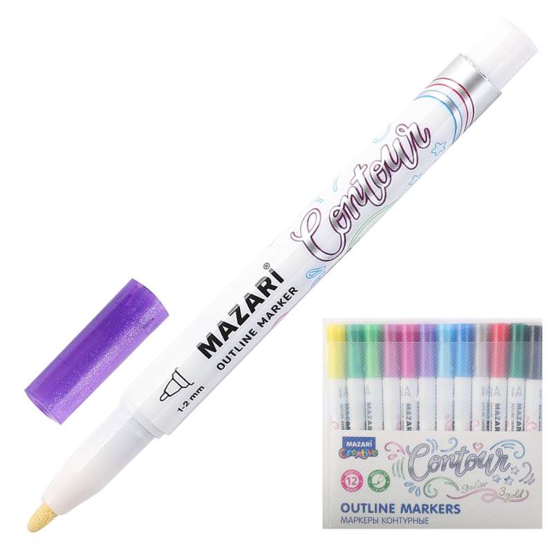 CONTOUR outline marker set, 12 colors