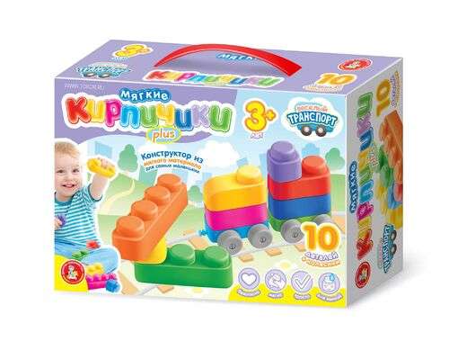 Constructor - Soft Bricks plus. Joyful Transport 10 pieces