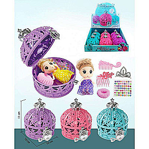 Treasure chest - crown with a doll and accessories, mix