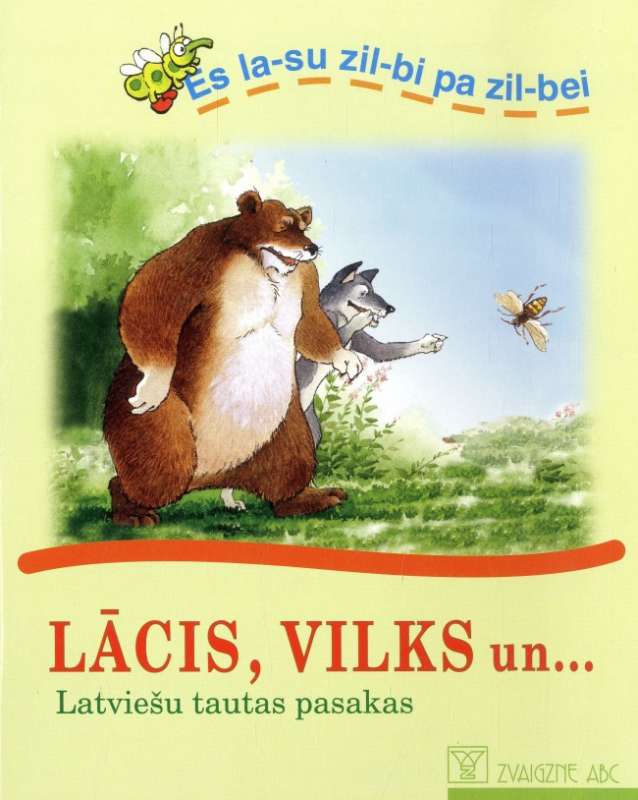 He is reading the tale by syllable. Bear, wolf and ...