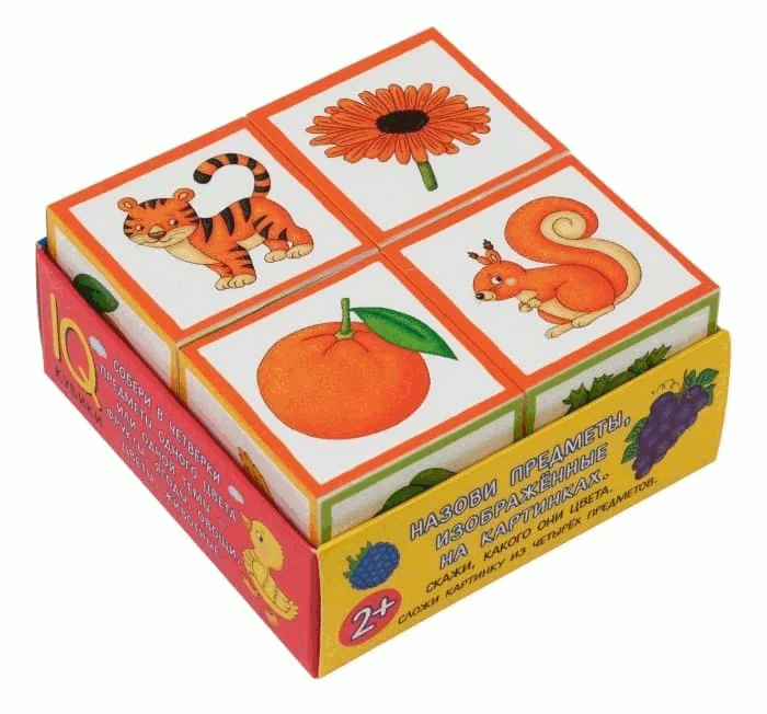 IQ cubes in a little tray. 4 pieces. What color is what?