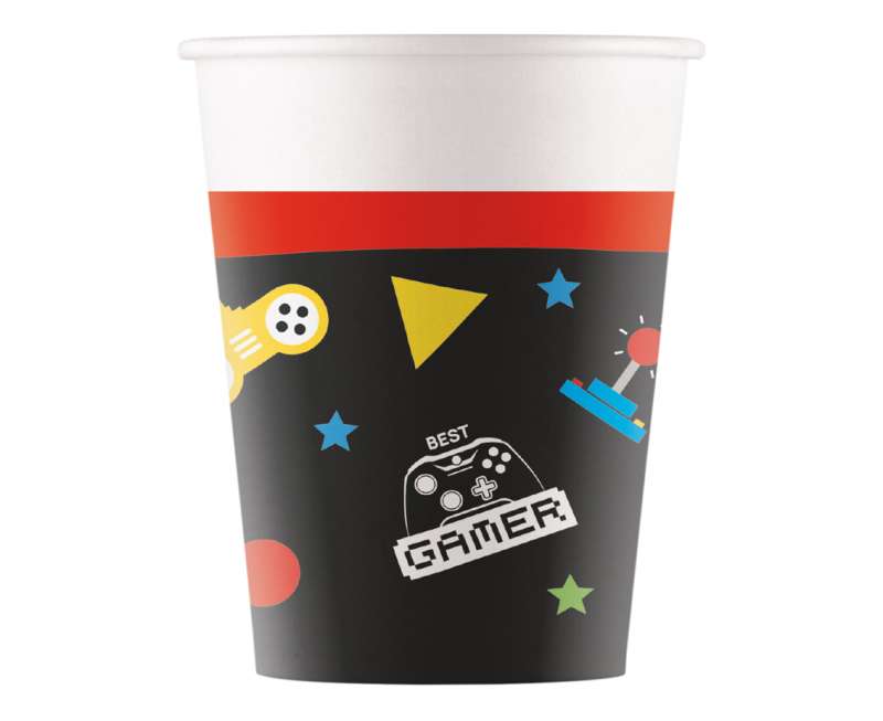 Paper cups 200ml, 8pcs. Gaming Party