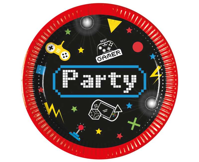 Paper Plates 20cm, 8pcs. Gaming Party