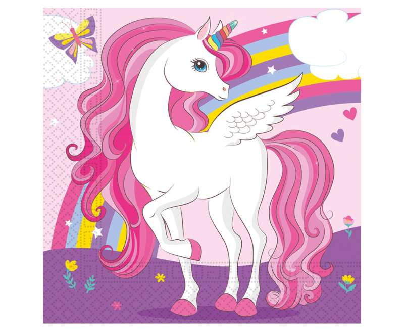 Napkins 33x33cm.20pcs Unicorn Rainbow Colors