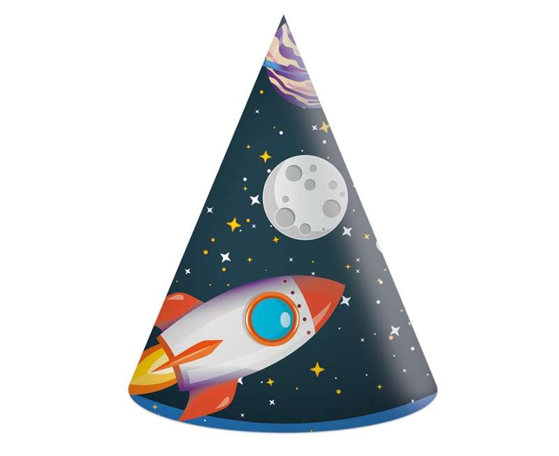 Paper hats 6 pcs Rocket Space