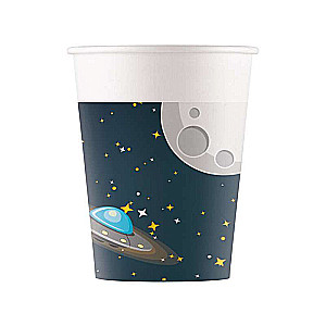 Paper cups 200ml, 8pcs. Rocket Space