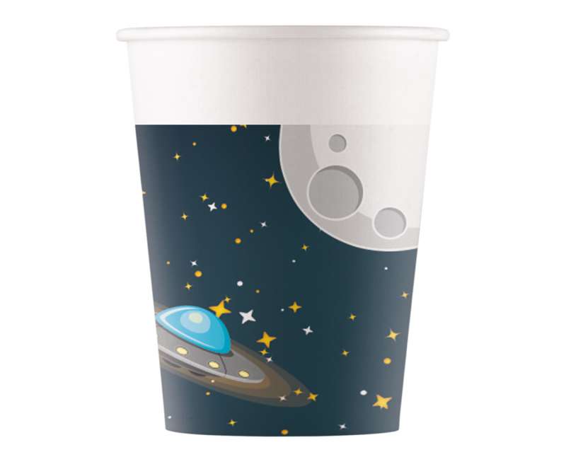 Paper cups 200ml, 8pcs. Rocket Space