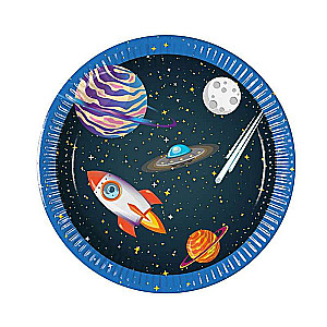 Paper plates 20cm, 8pcs.Rocket Space