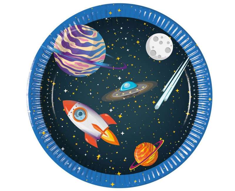 Paper plates 20cm, 8pcs.Rocket Space