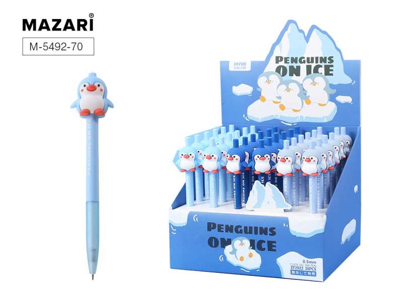 Automatic gel pen PENGUINS, BLUE