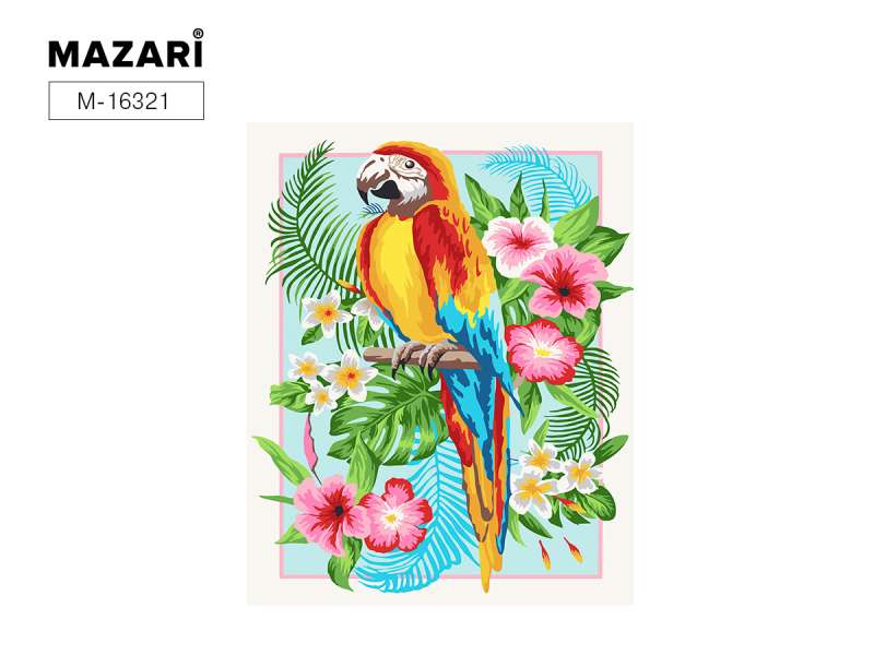 Painting for coloring by numbers on cardboard PARROT, 40x50 cm