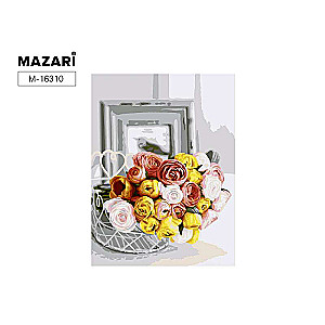 Coloring picture by numbers on cardboard BOUQUET OF ROSES, 30x40 cm