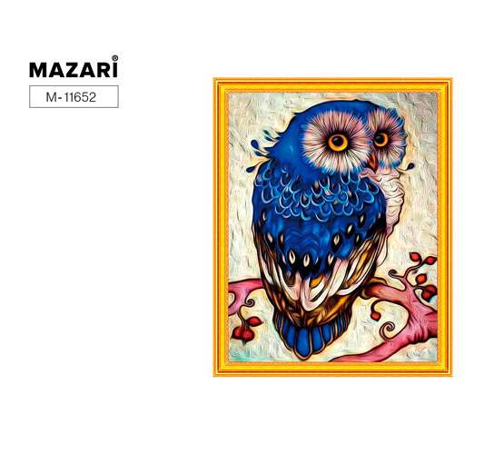 Picture 2 in 1: diamond mosaic and coloring by numbers 40x50 cm OWL