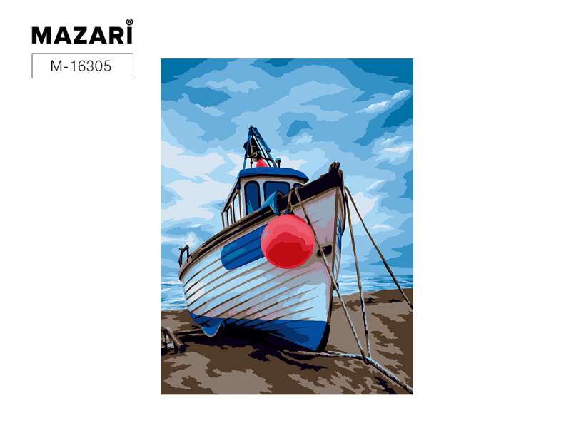 Painting for coloring by numbers on cardboard BOAT, 30x40 cm