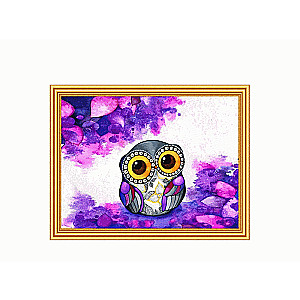 Painting 2 in 1: Diamond mosaic and paint by numbers 30x40 cm OWL