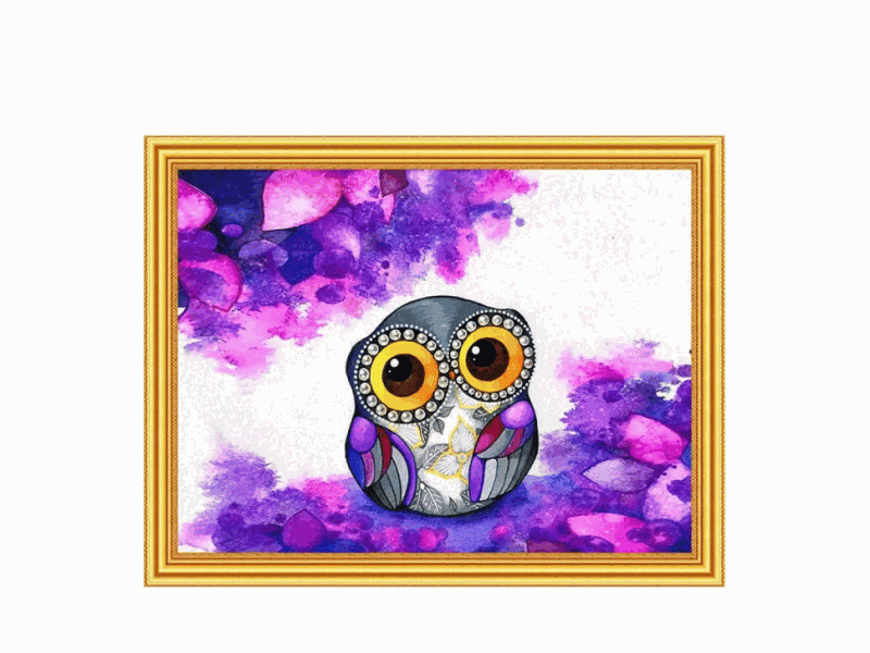 Painting 2 in 1: Diamond mosaic and paint by numbers 30x40 cm OWL