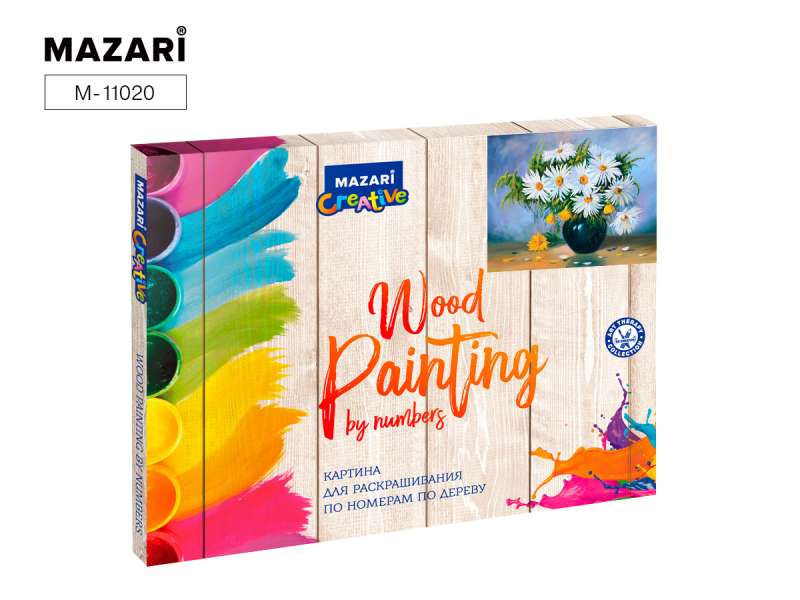 Painting for coloring by numbers on wood 30*40 cm BOUQUET OF CAMOMILES, 1 design