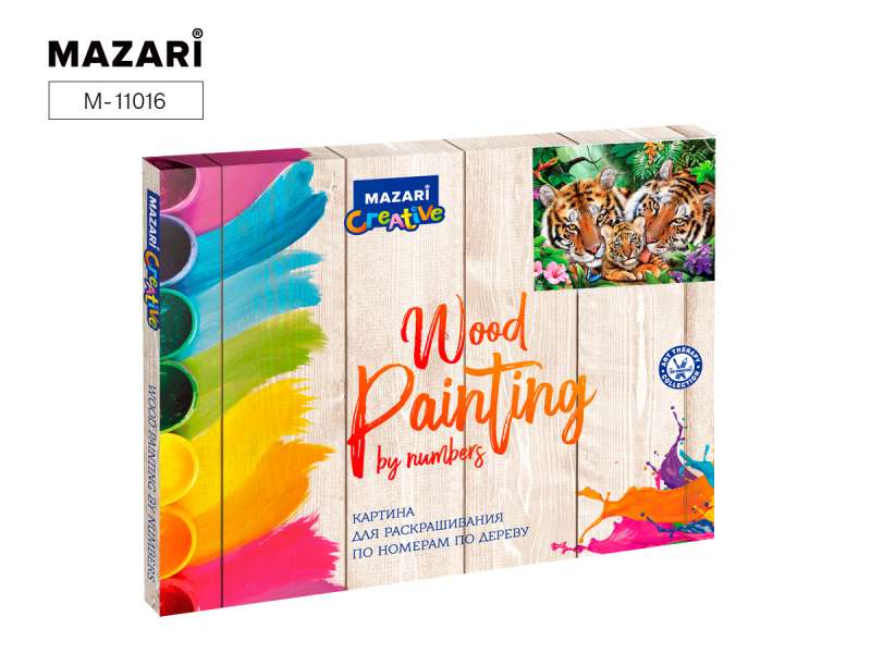 Painting for coloring by numbers on wood 30*40 cm TIGERS, 1 design