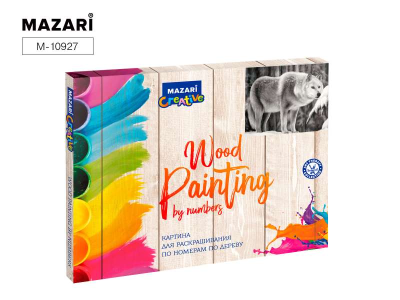 Coloring Picture by Numbers on Wood 40x50 cm GRAY PREDATOR, 1 design