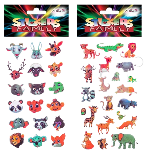 Decor Sticker Animals, mix, 9x16 cm