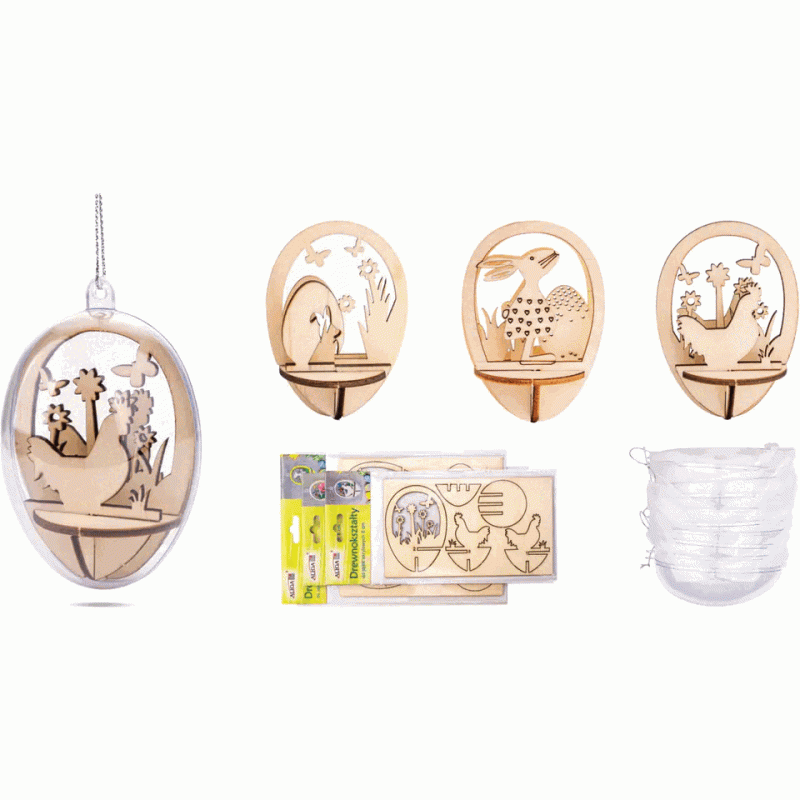 Easter set of acrylic eggs with a wooden mold, 6cm