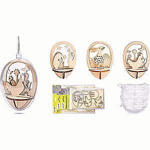 Easter set of acrylic eggs with a wooden mold, 6cm