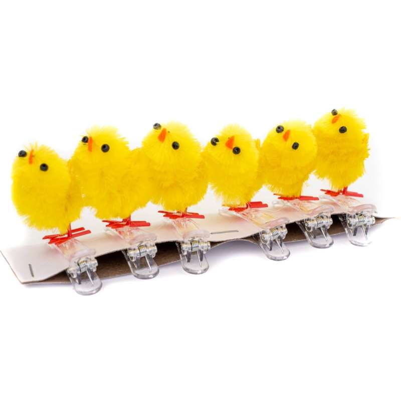 Easter decoration-hairpin Chicks, 3.5 cm, 6 pcs.