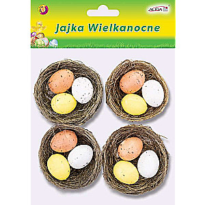 Easter decor - Nests with eggs, 5cm, 4 pcs