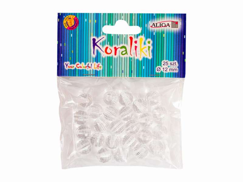 Decor for creativity - beads, transparent, 12mm, 25 pcs.