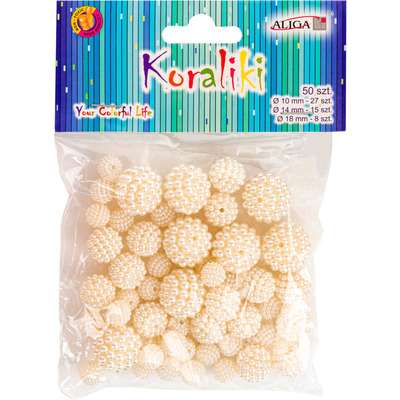 Decor for creativity - Pearl beads 50pcs beige color, mix
