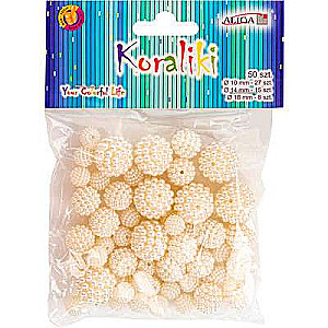 Decor for creativity - Pearl beads 50pcs beige color, mix