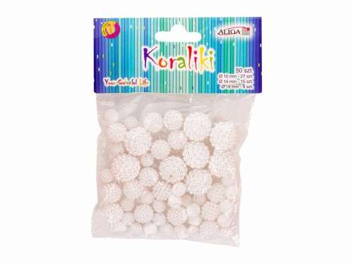 Decor for creativity - Pearl beads 50 pcs, white, mix