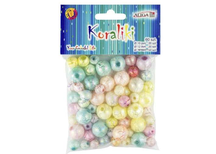 Craft Decor - Beads, Pastel Shades, 60 pcs, Mix