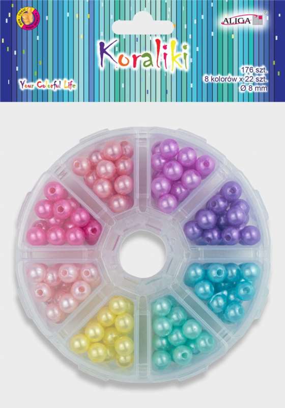Decor for creativity - bead set, box, mix, 8mm, 176 pcs.