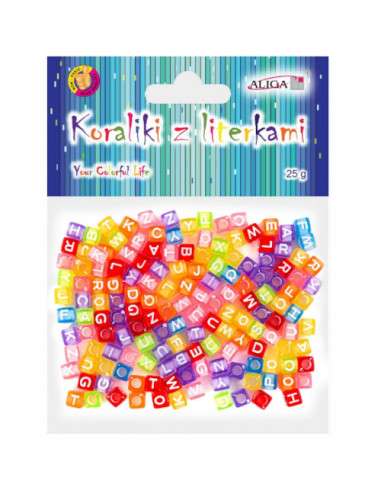 Decor for creativity - letter beads, mix, 6x6mm, 25g