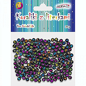 Decor for creativity - letter beads, black, 7x4mm, 25g