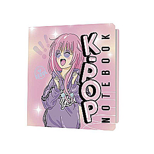 Notebook K-POP girl in a lavender hoodie, pink background