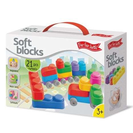 Developmental Toy - Soft Blocks 21 Elements + 16 Wheels