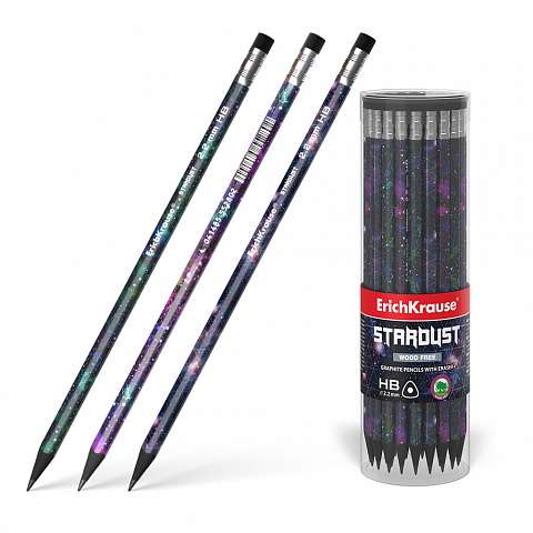 Plastic graphite triangular pencil with ErichKrause® StarDust HB eraser
