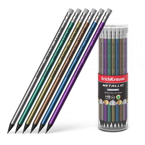 Plastic Graphite Round Pencil with Eraser ErichKrause® Metallic HB