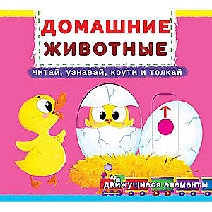 Book with a mechanism. The first one with moving elements. Pets. Read, learn, twist, and push