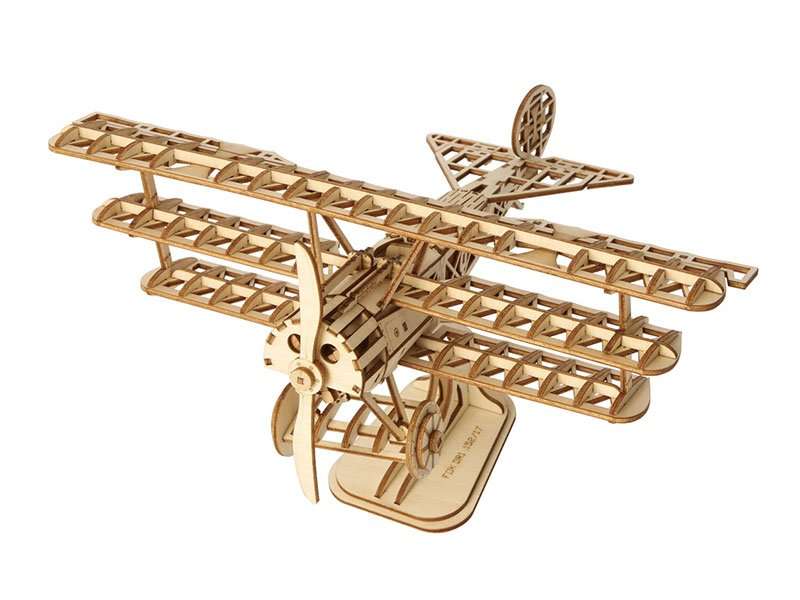 Wooden 3D Puzzle ROBOTIME Bi-Plane, 145 pcs.