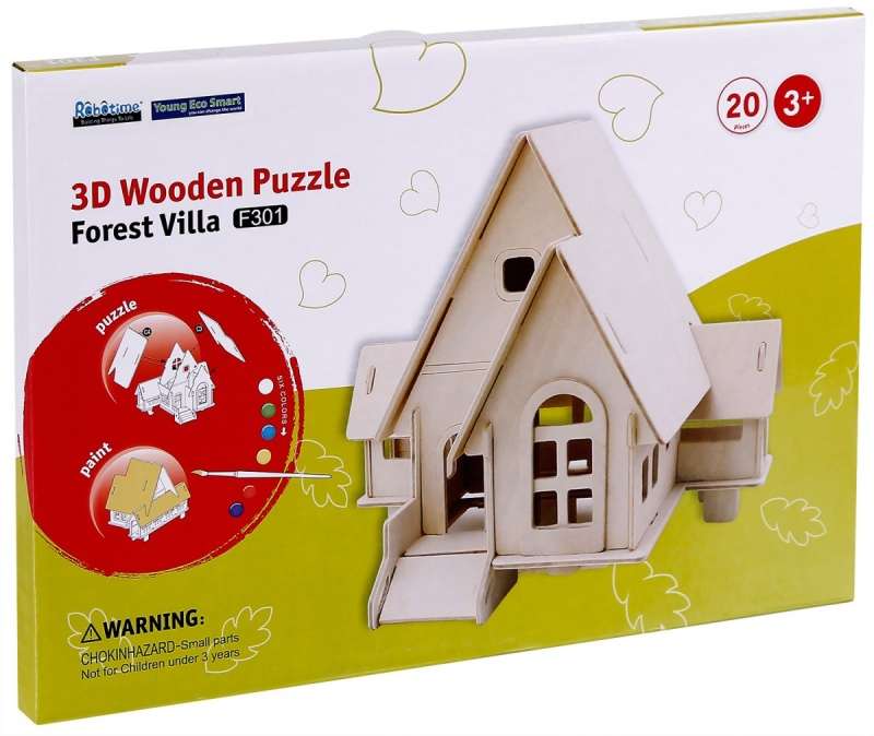 Wooden 3D Puzzle-Paint ROBOTIME House