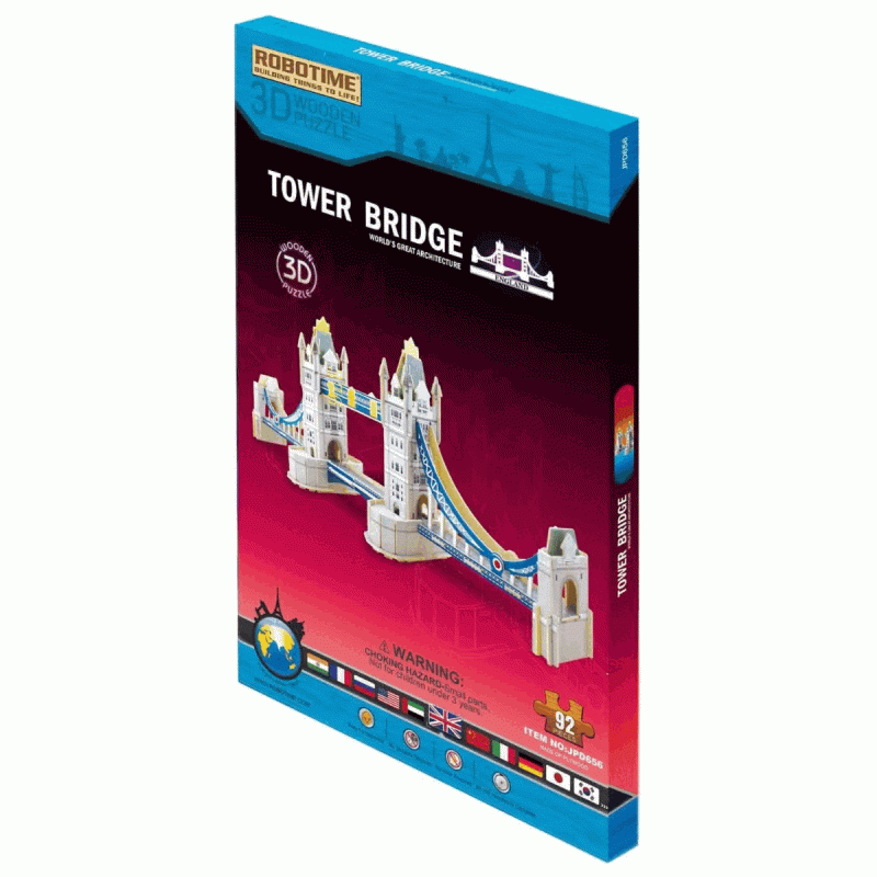 Wooden puzzle with colored paper Tower Bridge